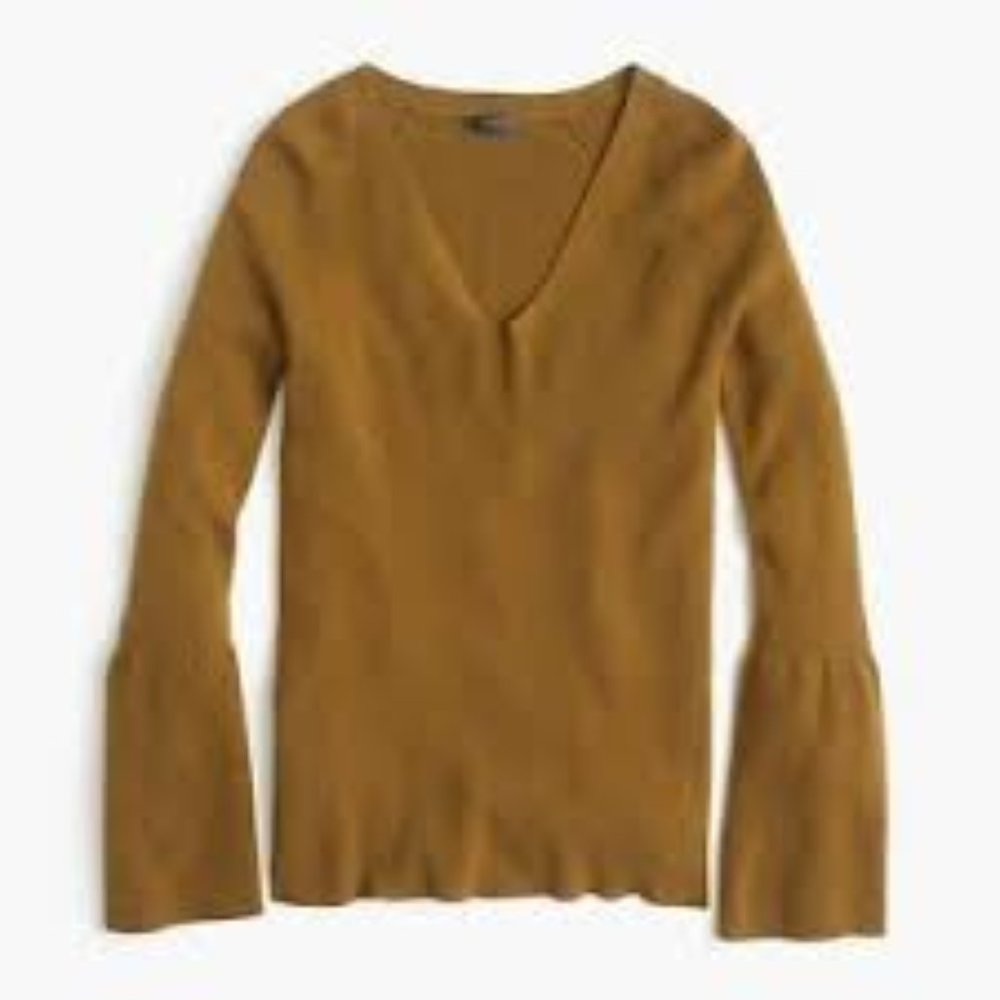 J. Crew Peplum Sleeve V-Neck Sweater